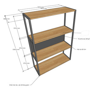 Étagère minimaliste à 4 niveaux KS68218 84x30x120cm en contreplaqué avec structure en fer, design peu encombrant pour la maison, le bureau, le salon, l'école, l'hôtel - Product Image 6
