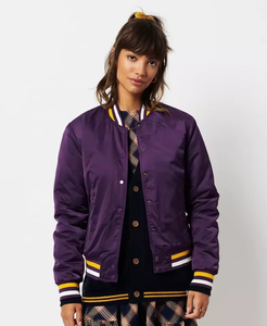 Chaqueta universitaria Vintage Letterman con logotipo personalizado para mujer, chaqueta universitaria recortada, chaquetas bomber cortas para mujer de escuela secundaria - Product Image 5