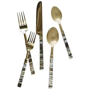 Ensemble de couverts en métal à double abat-jour de luxe en acier inoxydable cuillère fourchette couteau vaisselle pour salle à manger et restaurant modernes - Product Image 4