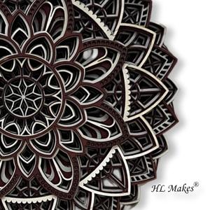 Décoration murale en bois Mandala blanc et rouge-marron Art déco Design artisanat en bois pour anniversaire ornement suspendu à la main - Product Image 2