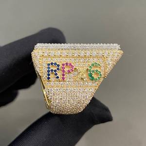 Custom R Letter VVS Moissanite <b>Ring</b> Iced Out 925 Sterling Silver Rhodium Plated Hip Hop Luxury Unisex Statement Jewelry - Product Image 4