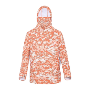 Sweat à capuche camouflage unisexe, anti-UV, vêtements de pêche UPF 50, motif orange et blanc, veste d'extérieur pour adulte - Product Image 1