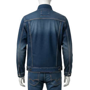 แจ็กเก็ตยีนส์กันลมสำหรับผู้ชาย, แจ็กเก็ตผ้าคอตตอนผสมคอปกตั้งเสื้อแจ็กเก็ทลำลองสวมใส่สบายทนทาน - Product Image 4