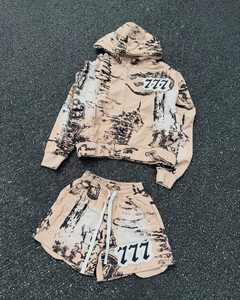 Men's Acid Wash Jogger Sweat Suit with Zip Hoodie & Flare <b>Sweatpants</b> Custom Logo Printed Great Quality Stacked Sweat Suits - Product Image 5