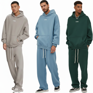 Ensemble assorti streetwear unisexe d'hiver personnalisé, faible MOQ, pull léger surdimensionné, pantalon de jogging, ensemble en molleton 2 pièces - Product Image 1