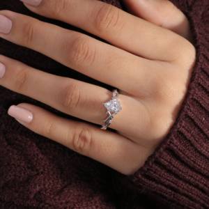 Custom 18K Gold and <b>Copper</b> Pear Cut Lab Grown Diamond Ring Fashionable Religious Engagement Jewelry - Product Image 4