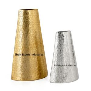 Floreros decorativos de Metal para el hogar para sala de estar interior Macetas decorativas Floreros martillados plateados - Product Image 5