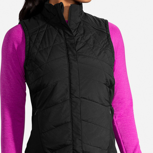 Venta caliente nueva moda mujer chaleco largo acolchado ligero invierno chaleco Vintage piel botón lona cálido para niñas al por mayor - Product Image 6