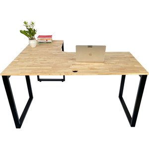 Escritorio de Esquina en Forma de L para Juegos, Requiere Ensamblaje, 140x120cm, Superficie de Madera y Patas de Hierro, para Dormitorio u Hotel-CD68015 - Product Image 1
