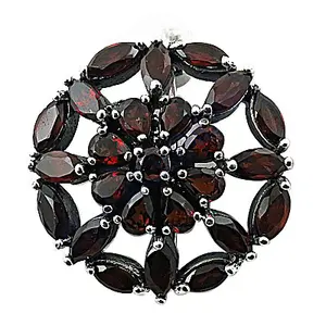 จี้เงินประดับพลอยโกเมนสำหรับผู้หญิง ชุบโรเดียม ทองชมพู พร้อมจี้พลอยทับทิม อเมทิสต์ และโทแพซ ของขวัญเครื่องประดับพลอย - Product Image 1