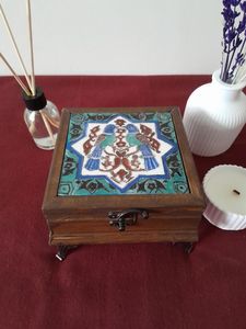 SIMPLE NATURAL <b>WOODEN</b> Premium Printed Home <b>Wooden</b> Tabletop Spice <b>Box</b> With Separate Compartments for Spices and Dry Fruit - Product Image 5