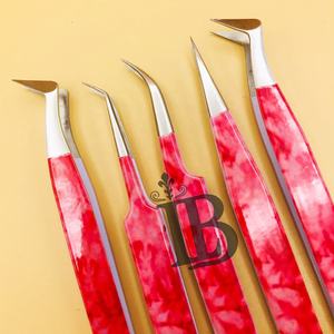 Pince à cils rose en papier coloré, durable, pour extensions de cils, à pointe en fibre courbée, personnalisable pour cils en vison - Product Image 1