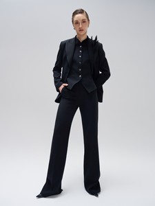 Pantalon évasé pour femme haute couture pantalon évasé Tegan en soie 2 tasses tissu écologique vêtements pour femme blanc marque locale - Product Image 4