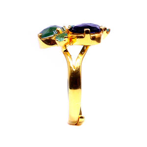 แหวนแฟชั่นสุดหรูอัญมณีทัวร์มาลีนสีเขียวชุบทอง925เงินสเตอร์ลิงสวมใส่ทุกวัน - Product Image 6