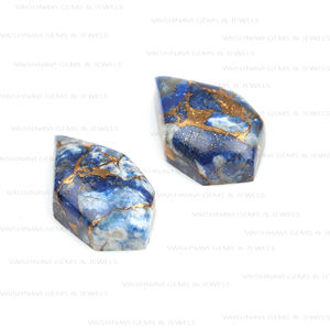 Qualité supérieure 10x17mm bleu fantaisie forme naturel Mohave cuivre Lapis Lazuli Quartz calibré Cabochon en vrac pour la fabrication de bijoux - Product Image 2