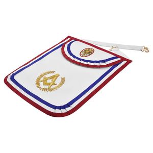 Regalia maçonnique, tablier des Frères Voyageurs Nationaux, équerre et compas dorés avec couronne en fil d'or, service OEM - Product Image 2