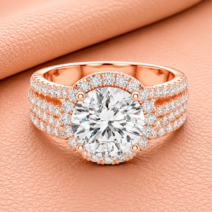 Bague de fiançailles en diamant taille ovale, baguette conique, classique pour femme, diamants de laboratoire certifiés IGI, or massif 14 carats plaqué rhodium - Product Image 1