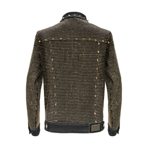 Wholesale Mens Fashion <b>Rhinestone</b> Jean <b>Jacket</b> Premium Quality Custom <b>Rhinestone</b> Denim <b>Jacket</b> Men Designer Street Style - Product Image 2