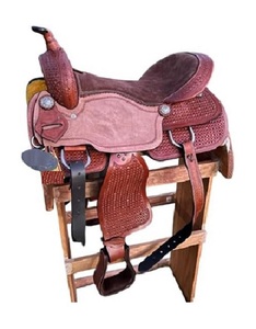 Sillín occidental de caballo de cuero genuino de calidad superior Sillín occidental de carreras de barril para montar a caballo - Product Image 3