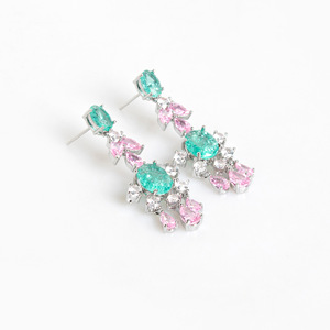 Rosa verde 3 flor forma joyería novia circón piedra flor anillos Mujer plata esterlina único mujer boda anillos de compromiso - Product Image 6