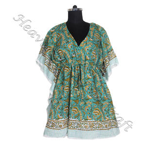 Hand Block Printed Cotton <b>Kaftan</b> Handmade Indian Caftan KFCS055 Abaya <b>Kaftan</b> Caftan Arab Jalabiya Dubai Fashion Hand Block Print - Product Image 5