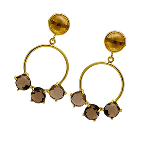 Citrine Quartz Gemstone Boucles d'oreilles en argent sterling 925 plaqué or Boucle d'oreille romantique à la mode pour mariage, cadeau. - Product Image 3