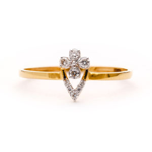 Anillo en Forma de V con Flor de Diamantes Dorados de Moda para Mujer, Regalo de Aniversario - Product Image 1