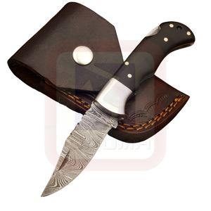 Traversin fait à la main en laiton vache corne poignée en acier damas 1095C & 15n20 couteau à lame fixe pour Camping chasse survie EDC - Product Image 6