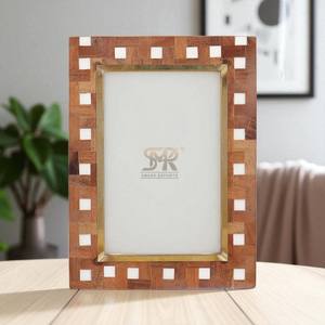 Marco de Fotos Moderno Rústico de Hueso, Incrustaciones Geométricas de Resina, Hecho a Mano, Personalizable, Decorativo, para Mesa, Sala de Estar, Dormitorio - Product Image 2