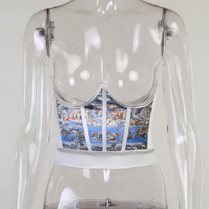 Robe fourreau rouge 2021 avec ceinture sexy, haut court imprimé à bretelles spaghetti et motif décoratif - Product Image 4