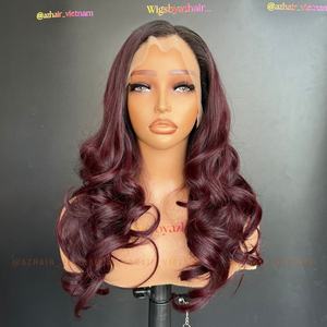 Perruque Lace Front Bourgogne à partir de faisceaux et dentelle fermeture frontale 100% cheveux humains vietnamiens bruts Super Double dessiné prix de gros - Product Image 4