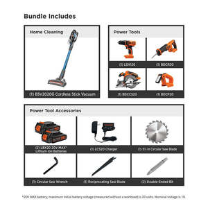 POWERSERIES Extreme 20V MAX Kit Combinado de Taladro Inalámbrico Azul con Aspiradora de Barra sin Llave y Taladro de Velocidad Variable - Product Image 2