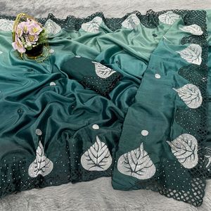Sari de Seda Estampada Étnica de Diseño Indio, Última Moda Tradicional Exclusiva, Elegante para Fiestas, Bodas, Festivales, para Mujer - Product Image 2