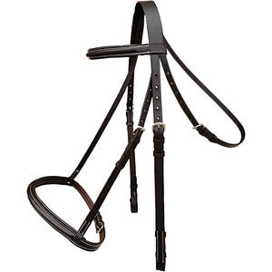 Bride anglaise surélevée rembourrée assortie à la culotte de rênes en cuir de qualité supérieure pour le dressage, le saut - Product Image 3