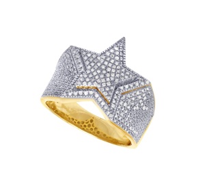 Bague Hip Hop en forme d'étoile en argent 925 avec diamant labgrown pour mariage et anniversaire VVS1 Clarity Bling plaqué or - Product Image 4