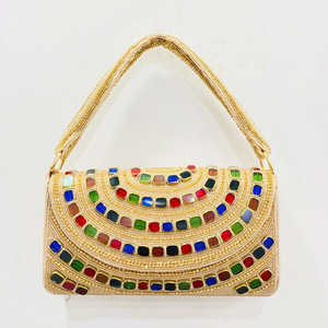 Lujo hecho a mano nupcial embrague cristal piedra con cuentas boda monedero para ocasiones especiales - Product Image 1