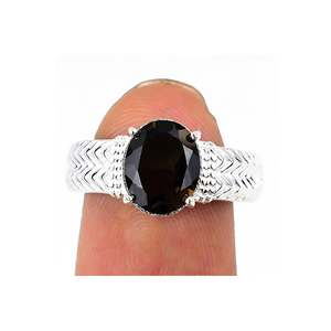 AAA + cuarzo ahumado piedra preciosa hecha a mano 925 plata esterlina sólida anillos finos Valantines día boda compromiso joyería regalo para ella - Product Image 5