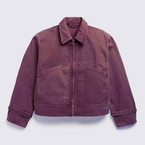 Veste décontractée pour homme en toile de haute qualité, à fermeture éclair, vintage, blanche, délavée à l'acide, 100% coton - Product Image 4