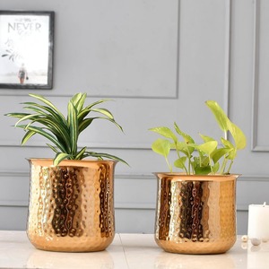 Modern Hammered Mirror Polished Metal <b>Planter</b> <b>For</b> Chic <b>Indoor</b> Greenery Stylish Home Decoration And Statement Corners - Product Image 6