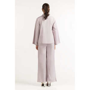 Chemisier Basique Style Coréen Lilas pour le Bureau Taille XL Respirant Lin Chiffon Simple Tendance Col Mandarin Ample WM-BLS23-004 - Product Image 6