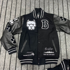 Veste varsity streetwear de haute qualité, broderie, polaire d'hiver, cuir, bomber, varsity, veste pour hommes - Product Image 2