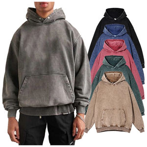 Wholesale Acid Wash Loose Fit 100% Cotton Hoodie Streetwear Oversized Unisex Heavyweight Custom <b>Retro</b> Washed Pullover <b>Sweatshirt</b> - Product Image 1