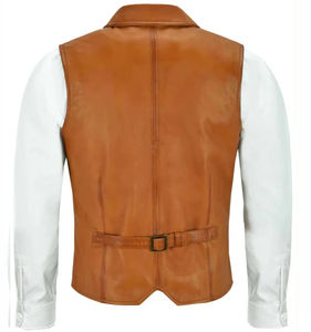 Custom Made Hot Selling Men's Formal Waterproof Motorbike Leather Vest Premium Stylish Breathable Outerwear - Product Image 2