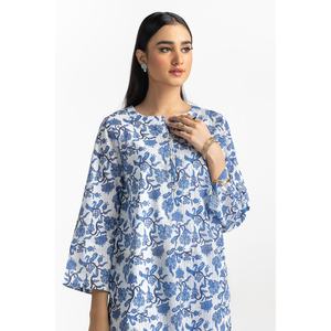 Ensemble coordonné imprimé Dobby bleu pour femme, tenue de tous les jours, tissu crêpe, ensemble short deux pièces, longueur au-dessus du genou, tailles XS et XXS - Product Image 5