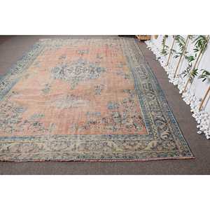 Alfombra Turca Vintage, Alfombra de 8,8x12,9 pies, Alfombra Oriental de Lana Azul Beige - Product Image 1