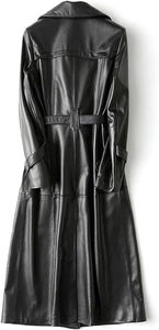 Ventes en gros de manteaux longs en cuir véritable noir imperméables pour femmes, sur mesure, automne/hiver, avec design personnalisable - Product Image 4