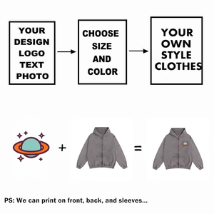 Sudadera con capucha y cremallera de gran tamaño para mujer lavada con ácido pesado de algodón con estampado de dibujos animados y logotipo personalizado - Product Image 5