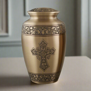 Modern Designed Wooden Finish Adult Cremation Urn Indoor Decorative Metal Funeral Urn with Painted Finish Cremation Supplies - Product Image 2