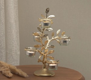 Beautiful Tree Style Golden Aluminium T Light Holders Perfect For Modern Rustic Classic And Stylish Home Interiors - Product Image 1