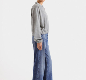 Sweat-shirt à col en V gris clair pour femme d'hiver, taille élastique, logo personnalisé, écologique, fabriqué au Pakistan, sweat-shirt pour femme - Product Image 6